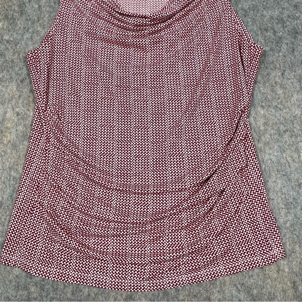 Coldwater Creek Red White Houndstooth Print Sleeveless Stylish Top - Sz XL/16 - Picture 7 of 15